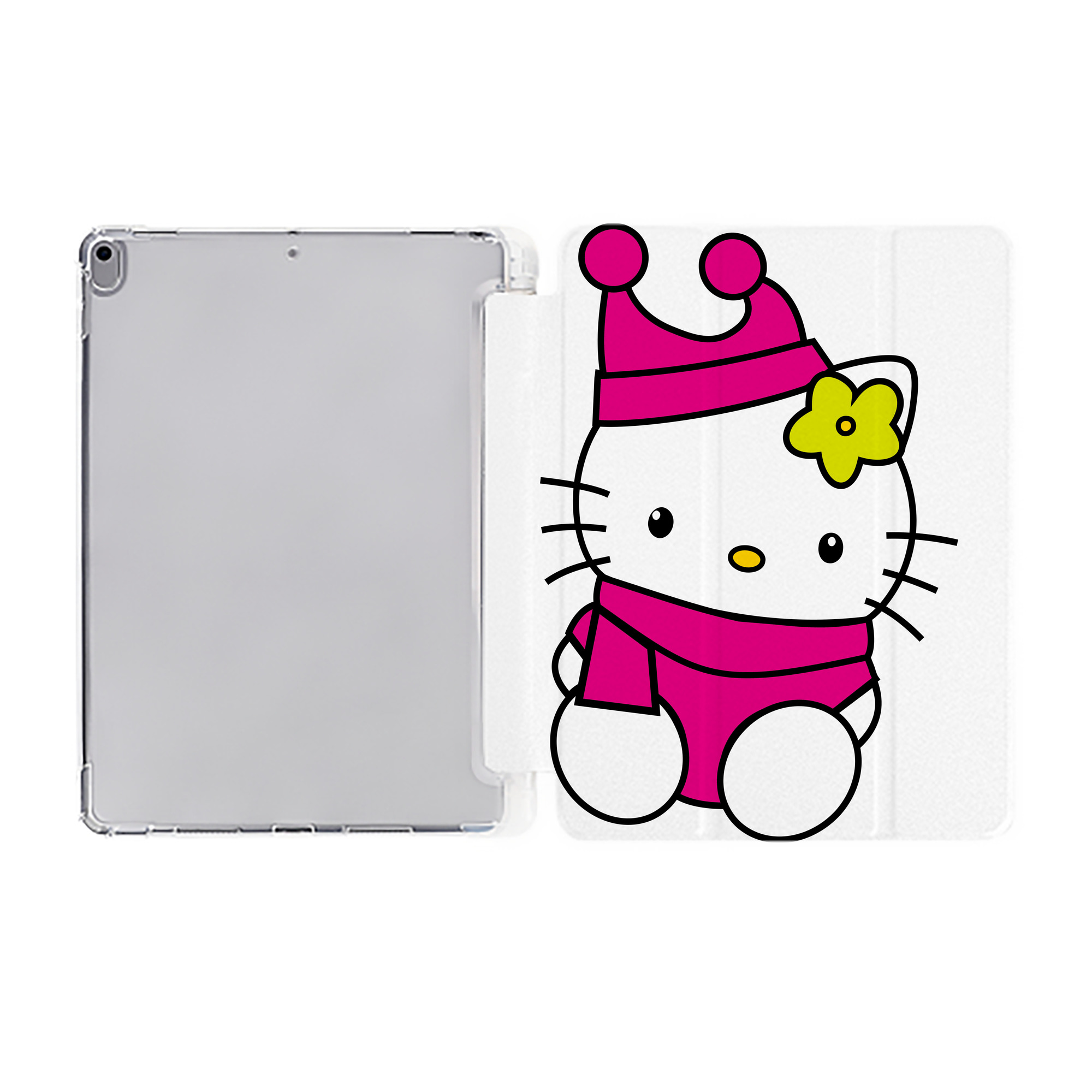 （画像用） Hello Kitty ハローキティ IPad ケース ペン収納付き 三つ折りスタンド PUレザー×シリコン 対応機種9.5/10.5/10.9インチ